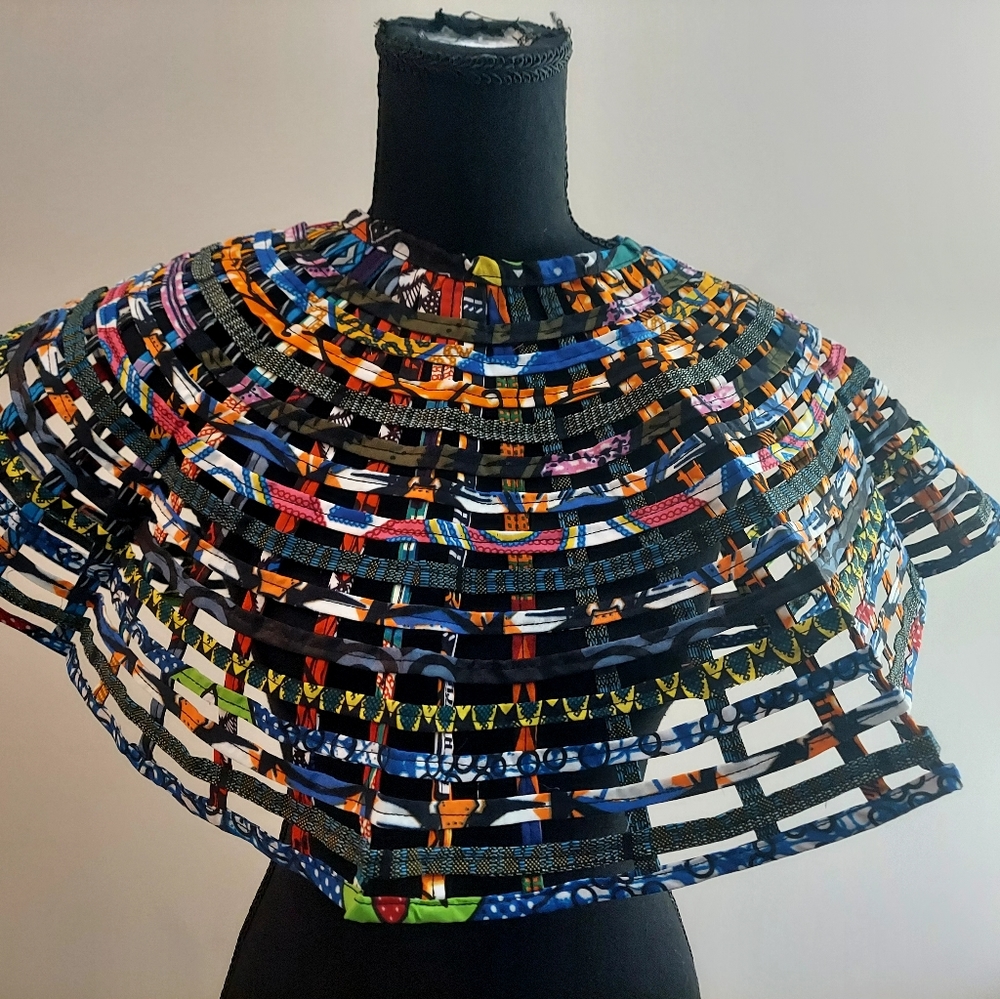 Ankara weaved web neck cape